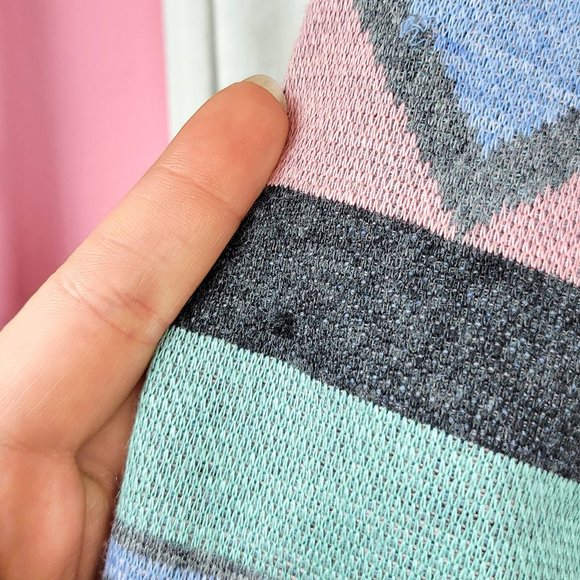 Vintage 80s Multi Color Geometric Print Knit Dress - Picture 2 of 7